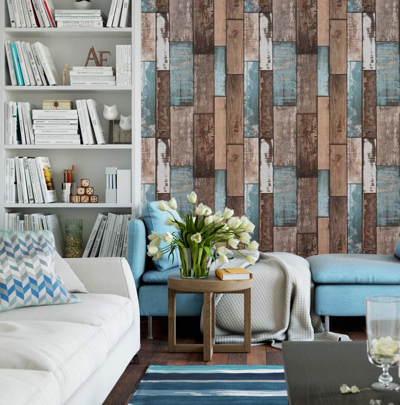 EeeComing 118''x17.7'' Wood Wallpaper Peel and Stick Wood Look Grain Plank Contact Paper Vintage Wall Paper Stick and Peel Self Adhesive Removable Wallpaper Rustic Distressed Faux Vinyl Roll - Image 4